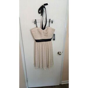 MISS SIXTY M60 Mini DRESS SIZE 10 CREAM BLACK ACCENTS Wedding Guest Shower NWT